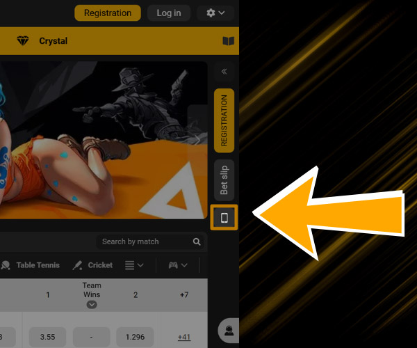 "Mobile Application" section in melbet